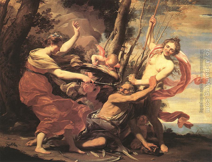 Simon Vouet : Father Time Overcome by Love, Hope and Beauty